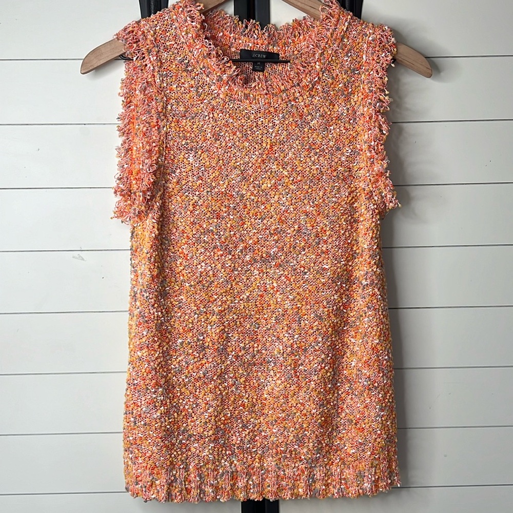 J. Crew tweed fringe tank top shell Medium